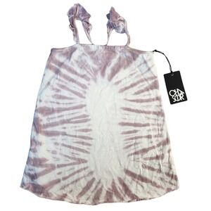 Chaser Purple Tie Dye Tank Top Ruffle Strap Sleeveless Casual Summer Boho Size 6